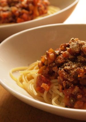 レンコン入り♪和風ミートソースパスタ☆-レシピのメイン写真