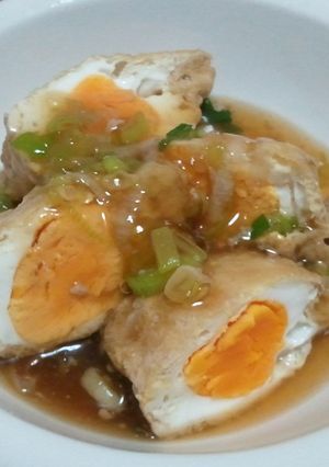 めんつゆでたまごの巾着煮-レシピのメイン写真