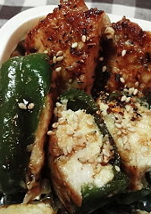 お弁当に＊ピーマンの肉詰め焼き＊-レシピのメイン写真