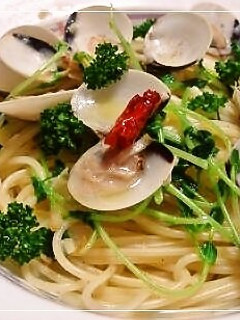 蛤と豆苗の❀オイルパスタ-レシピのメイン写真