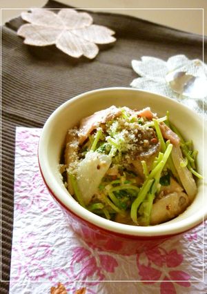 豆苗×ベーコン×エリンギの胡桃きなこ和え-レシピのメイン写真