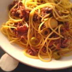 ☆簡単☆牛肉とグリーンオリーブのパスタ-レシピのメイン写真