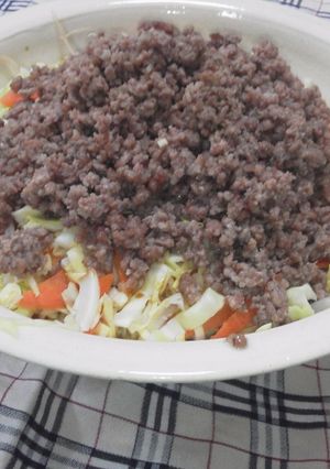 ☆レンジ蒸し野菜のひき肉タワー☆-レシピのメイン写真