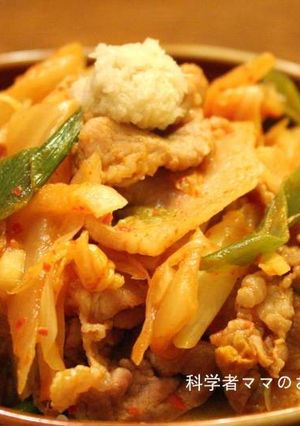 生姜トッピングで豚キムチを美味しく！-レシピのメイン写真
