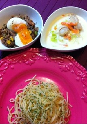 お肉？帆立？お好きなパスタをどうぞ！-レシピのメイン写真