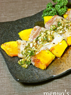 ニンニクねぎダレで♪かぼちゃの豚肉巻き-レシピのメイン写真