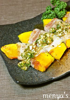 ニンニクねぎダレで♪かぼちゃの豚肉巻き-レシピのメイン写真
