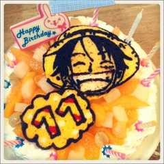 【ワンピースルフィ　誕生日ケーキ記録用】-レシピのメイン写真