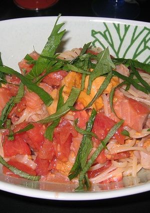 ウニとサーモンの冷製パスタ-レシピのメイン写真