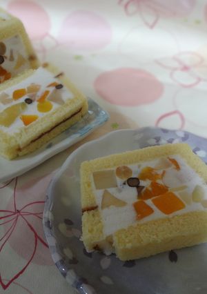 カステラドーム　みつ豆のクリーム入り♪-レシピのメイン写真