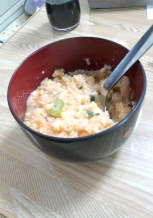 １人飯プラス冷やご飯で雑炊-レシピのメイン写真