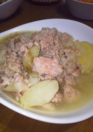 鶏挽肉で塩肉じゃが-レシピのメイン写真