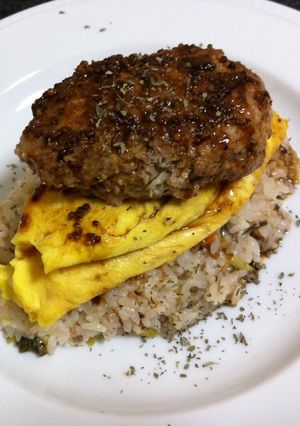 和風オムライス豆腐ハンバーグのせ-レシピのメイン写真