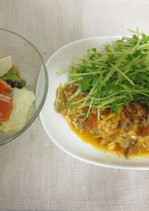 フライパンでやっちゃえ豚トマ丼-レシピのメイン写真