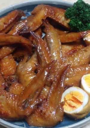 鶏手羽先の煮物と煮卵-レシピのメイン写真
