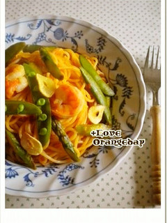 海老とスナップエンドウのチリソースパスタ-レシピのメイン写真