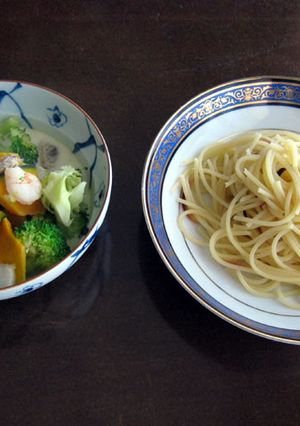 かぼちゃシーフードのミルクつけパスタ-レシピのメイン写真