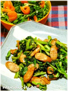 菜の花とウインナーのマヨ醤油炒め-レシピのメイン写真