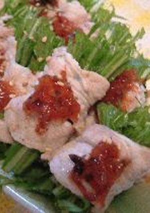 シャキシャキ水菜の豚巻き★梅肉添え-レシピのメイン写真