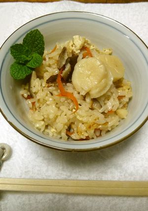 ホタテの貝柱を使った炊き込みご飯　♪♪-レシピのメイン写真