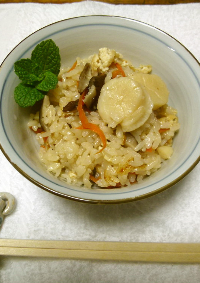 ホタテの貝柱を使った炊き込みご飯　♪♪-レシピのメイン写真
