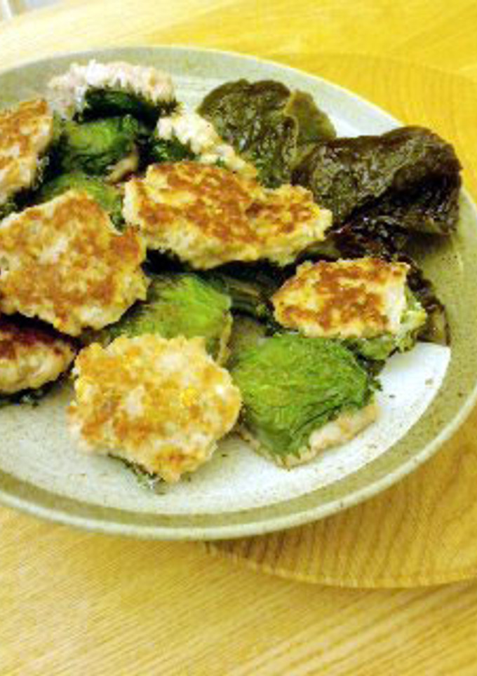 蓮根と豚挽き肉の大葉のっけ焼き(塩麹)-レシピのメイン写真