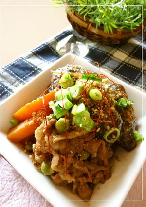 豚バラと茄子の生姜ごま風味の煮物-レシピのメイン写真