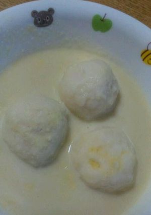 豆腐米粉だんご2 豆乳シチューで離乳食-レシピのメイン写真