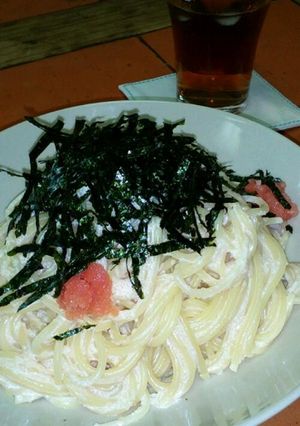 日曜の昼食タラコクリームスパゲッティ♪-レシピのメイン写真