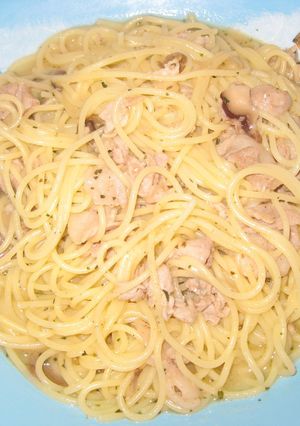 市販のソースで、豚肉のコンソメパスタ。-レシピのメイン写真