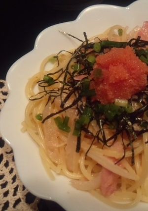 明太子パスタにベーコンプラス！-レシピのメイン写真