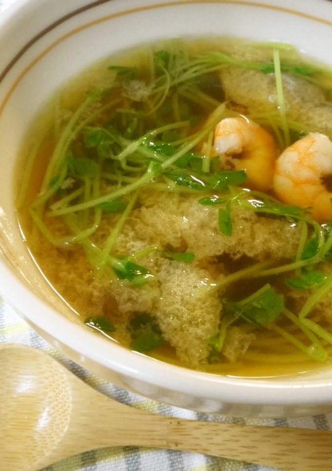 豆苗と海老のスープ-レシピのメイン写真