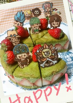 抹茶味のフレジエ＊ワンピースデコ-レシピのメイン写真