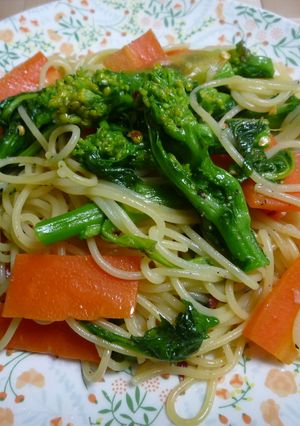 菜の花の彩りペペロンチーノパスタ☆-レシピのメイン写真
