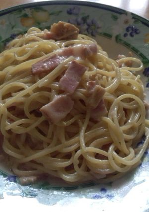 ナメタケ&ベーコンの生クリームパスタ-レシピのメイン写真