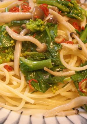 菜の花とアンチョビとシメジのパスタ-レシピのメイン写真