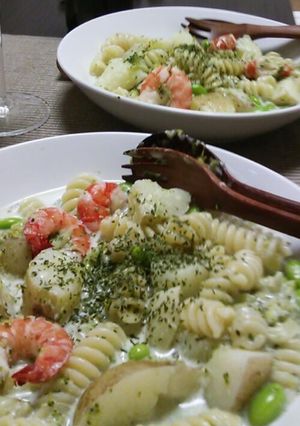 じゃがいもとエビのバジルソース和えペンネ-レシピのメイン写真