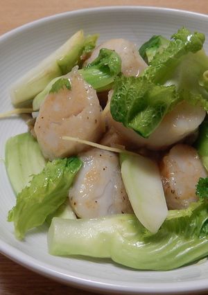 蕾菜と帆立の搾菜炒め-レシピのメイン写真