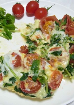 レンジで！豆苗のスパニッシュオムレツ☆-レシピのメイン写真