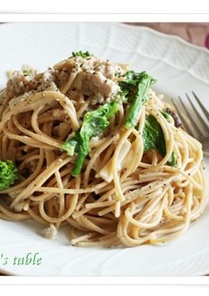 菜の花の豆乳塩麹スパゲッティ-レシピのメイン写真