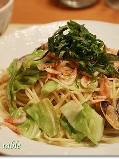 キャベツ、桜海老、アサリの柚子胡椒パスタ-レシピのメイン写真