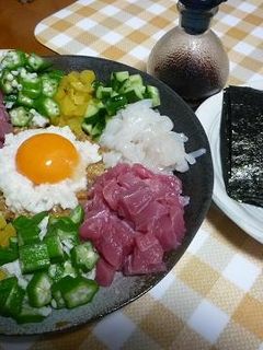 海鮮とネバネバ野菜のまぜまぜ手巻き-レシピのメイン写真