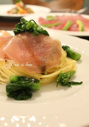 菜の花と生ハムのぺペロンチーノ-レシピのメイン写真