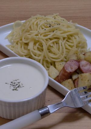 豆腐でヘルシークリームつけパスタ-レシピのメイン写真
