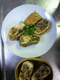 菜の花といなかごの釘煮の厚焼き玉子-レシピのメイン写真
