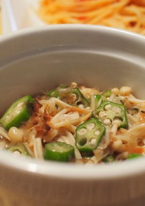 レンジで簡単 えのきとオクラのおつまみ-レシピのメイン写真