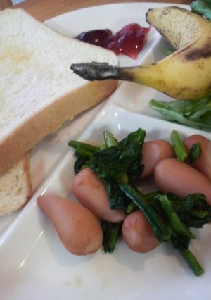 朝食に☆ほうれん草とウィンナー炒め-レシピのメイン写真