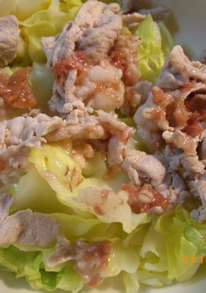 キャベツと豚肉の塩麹梅肉あえ-レシピのメイン写真