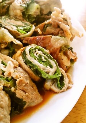 簡単♪豚肉とレタスのくるくるポン酢焼き♪-レシピのメイン写真