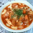 野菜ジュースとトマトソースのスープ